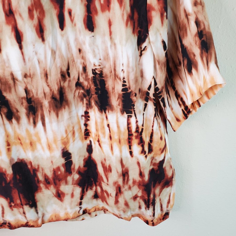 Nanushka Womens Brown Kaden Tie Dye Mock Neck Short Sleeve Top - Picture 6 of 14